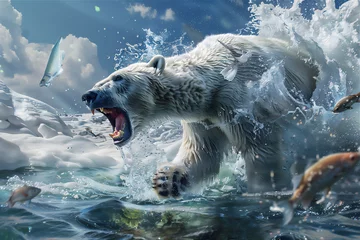 Wandaufkleber polar bear in water © Maizal