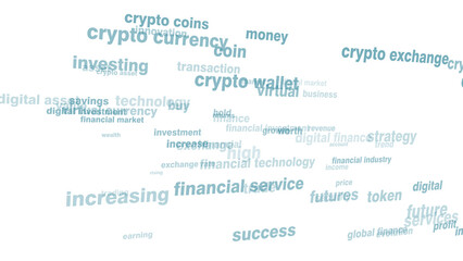 Crypto coin texts on white background rising trend of digital money and crypto currency in financial industry