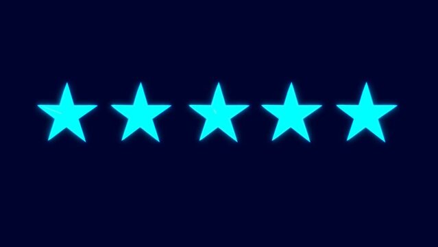 5 star rating neon animation 4k .
