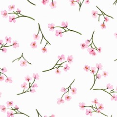 Elegant watercolor cherry blossoms pattern
