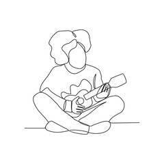 One continuous line drawing of the people playing guitar vector illustration. Guitarist illustration in simple linear style vector concept. Guitar Player design is suitable for your asset design.