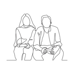 One continuous line drawing of the people are playing soccer video games in a room of house vector illustration. playing video games activity illustration in simple linear style vector design concept.