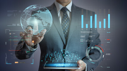 Modern business digital investment data analysis information