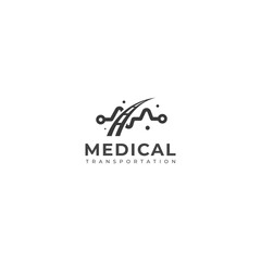 Creative medical transportation vector logo. - obrazy, fototapety, plakaty