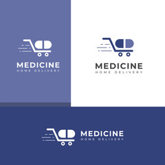 Creative  fast medicine home delivery vector logo.