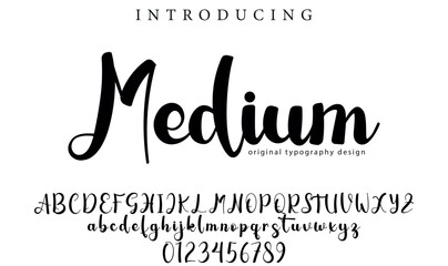 Medium Font Stylish brush painted an uppercase vector letters, alphabet, typeface