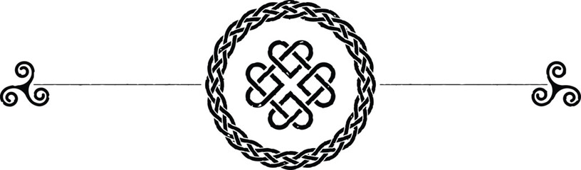 Grunge Celtic Header with Ring, Celtic Heart Knot, Triskeles - obrazy, fototapety, plakaty