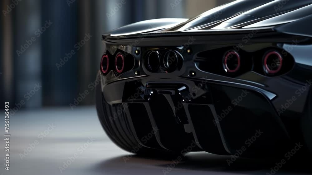 Poster the camera focuses on the intricate details of a rear diffuser perfectly positioned to channel and c