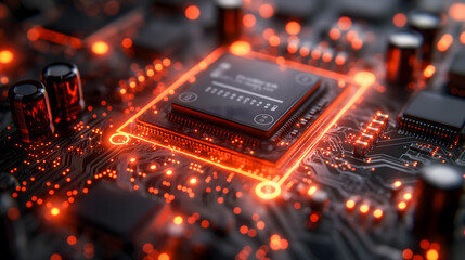 Close-up view of a modern GPU card circuit