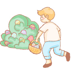 Boy finding Easter eggs