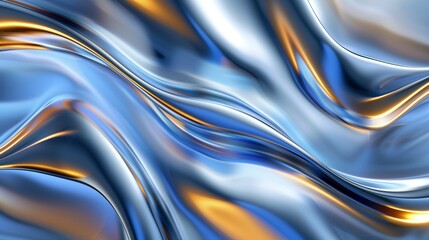 Golden wavy lines,Minimalism,abstract background shows blue and gold waves, metallic,wallpaper.