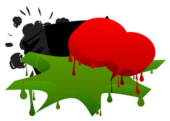 Black red and green graffiti speech bubble. Abstract modern Messaging sign street art decoration, Discussion icon performed in urban painting style.