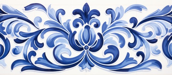 Beautiful Blue and White Art Nouveau Pattern Inspired by Azulejo and Floor Designs