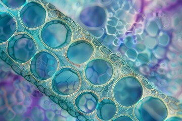 High resolution image of a cross section of a plant stem under a microscope.