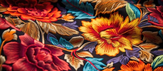 A stunning close up of a vibrant floral pattern showcasing electric blue petals on a black background, perfect for creative arts and events