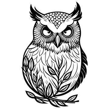 animal owl brave with floral spring illustration sketch hand draw