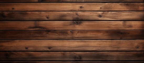 Fototapeta premium A closeup of a brown hardwood plank wall with a shadow, showcasing the natural wood grain pattern and tints and shades from the wood stain. Perfect for flooring