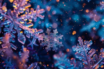 Fototapeta na wymiar High resolution image of a microscope view of a snowflake crystal.