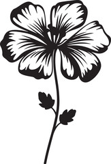 Geranium Flower Silhouette Vector Illustration White Background