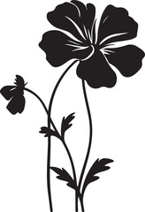 Geranium Flower Silhouette Vector Illustration White Background