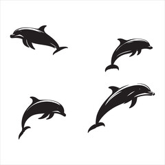 Naklejka premium Jumping dolphins isolated on white background