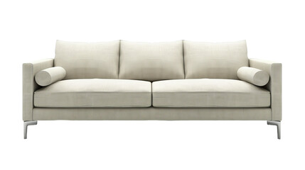 Streamlined and Contemporary Sofa with Sleek Metal Accents, Transparent Background PNG