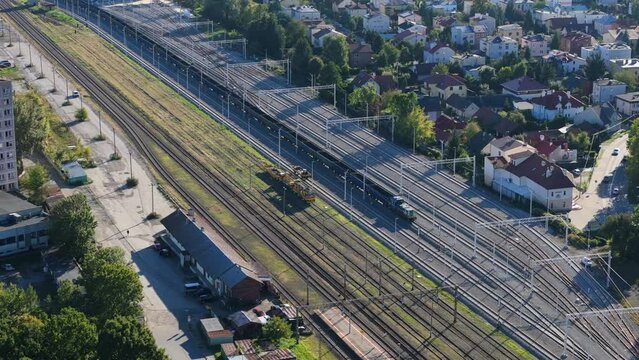 Beautiful Tracks Train Rzeszow Aerial View Poland