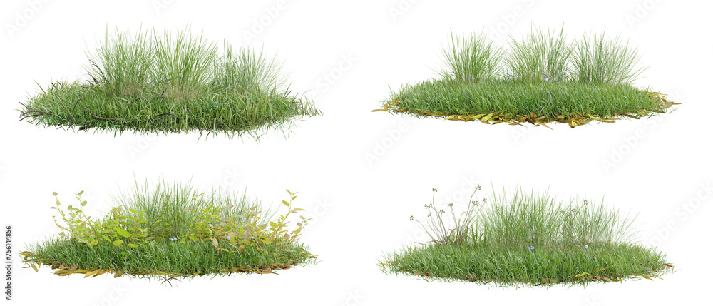Poster collection unit green grass on transparent background 3d rendering png