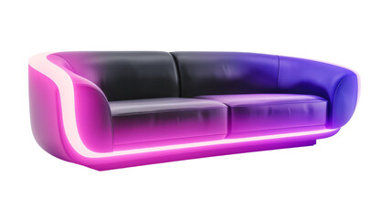 Chic and Modern Sofa with Built-In Ambient LED Lighting, Transparent Background PNG