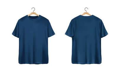 Navy Blue T-Shirt Back and Front with hanger