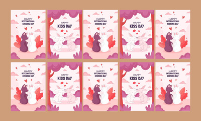 happy international kissing day vector illustration flat design set