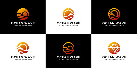 collection of inspiration for sea wave logo designs - obrazy, fototapety, plakaty