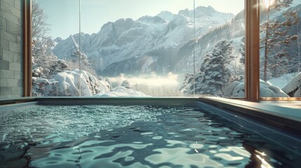 Luxurious alpine spa retreat, the warmth amidst the snow