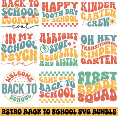 Retro T-Shirt Back to school bundle, positive vibes vector set, school supplies Svg Design, Teacher SVG Bundle, Teacher SVG, School SVG, Teach Svg, Back to School svg, Teacher Gift svg, Retro Bundle,