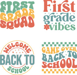 Retro T-Shirt Back to school bundle, positive vibes vector set, school supplies Svg Design, Teacher SVG Bundle, Teacher SVG, School SVG, Teach Svg, Back to School svg, Teacher Gift svg, Retro Bundle,