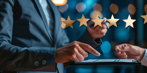 A engaging visual depicting businessmen collaborating on a satisfaction feedback survey, emphasizing the shared responsibility for delivering exceptional experiences photography