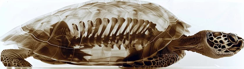 Deurstickers The humor is evident as an x-ray shows a turtle stuck inside its own shell © Montri