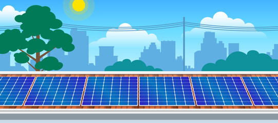 solar panels on house rooftop  alternative renewable energy ecology technology concept vector illustration