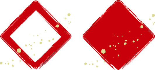 毛筆・赤の四角いフレーム