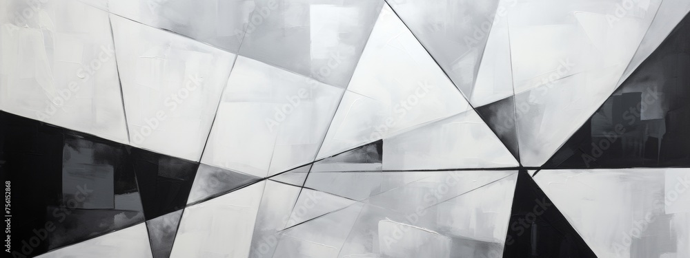 Canvas Prints black and white painting with triangles, in the style of hard-edge geometric abstraction