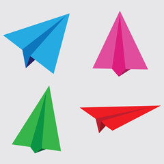 realistic paper plane isolated, origami handmade paper plane, color full origami plane. eps format