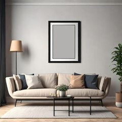 Minimal picture poster frame mockup in the living room