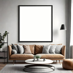 Minimal picture poster frame mockup in the living room