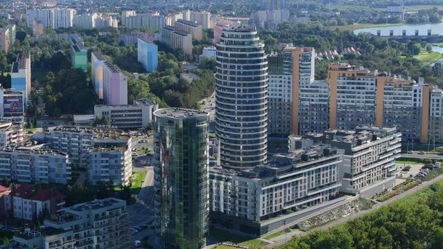 Beautiful Panorama Skyscrapers Rzeszow Aerial View Poland