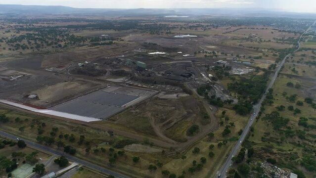 Aerial mine site flyover waste disposal site