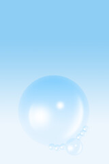 bubbles or water drops on blue background and isolated with above copy space. vertical banner