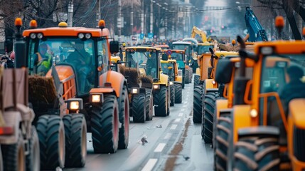 many tractors blocked city streets