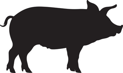 Pig Silhouette Vector Illustration White Background