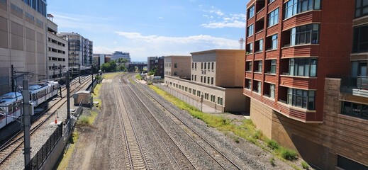 Railway along buildings