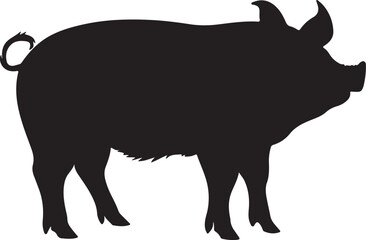Pig Silhouette Vector Illustration White Background